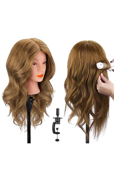 TopDirect Cap de manechin pentru practică de coafură, 45 cm, cu clemă și set ...