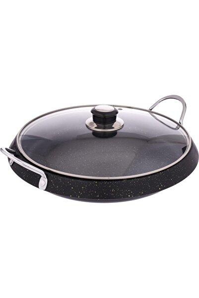 Generic Al Rimaya Cast Aluminum Frying Pan with Glass Lid, 28 cm