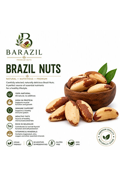 Barazil Brezilya Cevizi 200 Gr Çiğ Selenyum Kaynağı Doğal Vakumlu Paket brazi...
