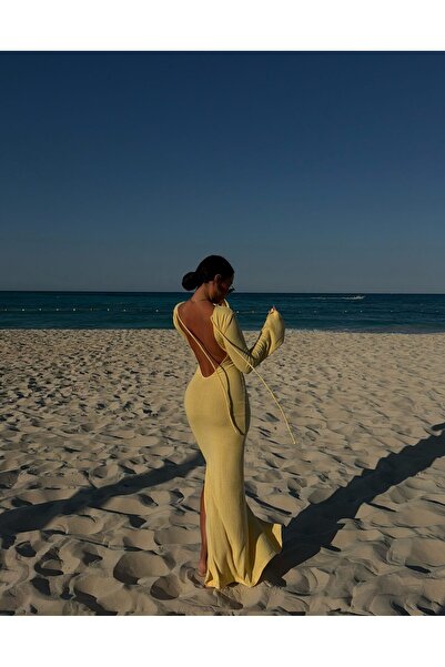 Elia Swimwear Rochie Lunga De Vara Cu Spatele Gol Galbena Seychelles
