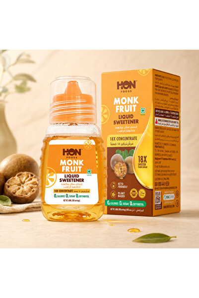 HON FOODS Monk Fruit Liquid Sweetener 60ml | No Erythritol | 18X Sweeter Than...