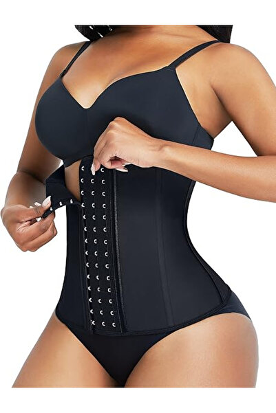 FeelinGirl Corset modelator talie FeelinGirl, Negru, Latex , 9 balene oțel, C...