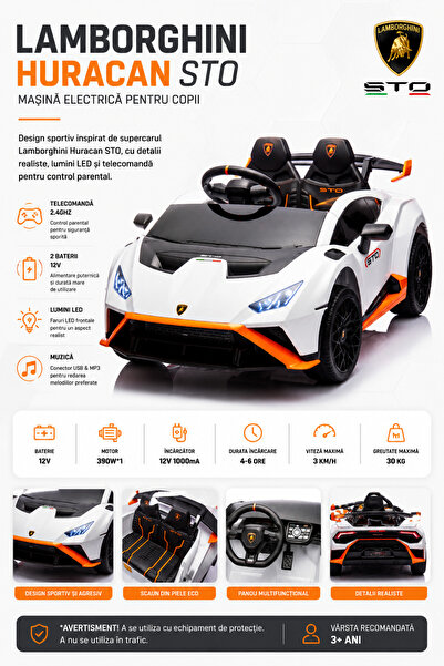OEM Mașină Electrică pentru Copii Tip Supercar, 12V, Telecomandă, Lumini LED,...