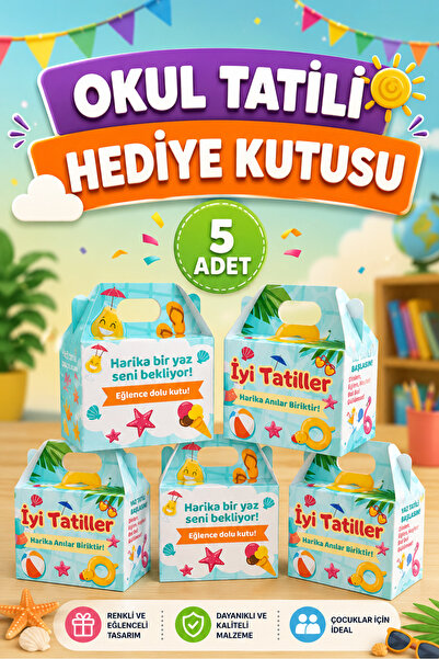 Sticker Ekspres 5 Adet Okul Yaz Tatili Hediye Kutusu Karne Mezuniyet Hediyesi...