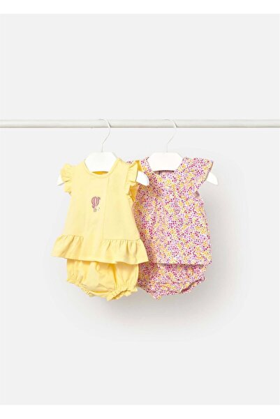 MAYORAL Baby Girl 4-Piece Printed Ruffle Shorts T-Shirt Set Yellow 1639
