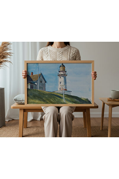 Pegziz Pictură murală „Farul” de Edward Hopper la Two Lights – Pictură artist...