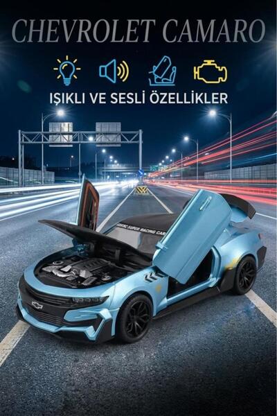 Tıfıl Toys Işıklı Sesli Pilli 1:24 Ölçekli Metal Chevrolet Camaro Kapısı Kapu...