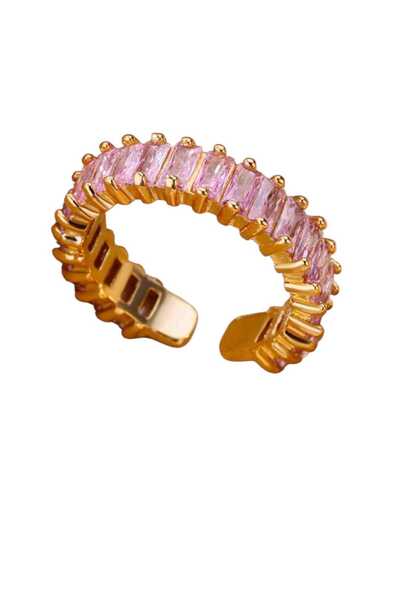 OEM Inel dama, elegant, roz, reglabil, din zirconiu, placat cu aur de 18k