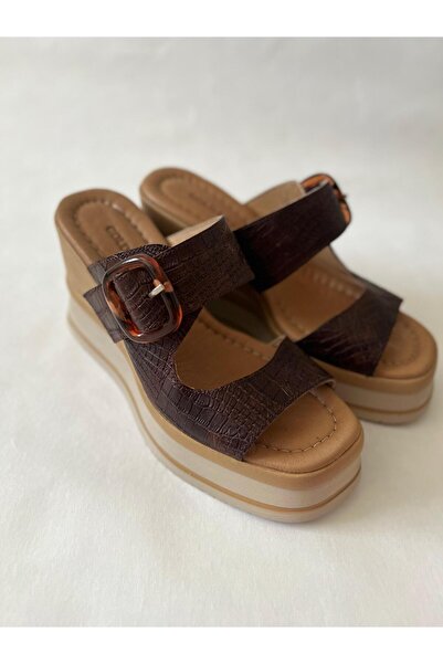 Butik NOBLE SHOES HAKİKİ DERİ DOLGU TOPUK KADIN TERLİK