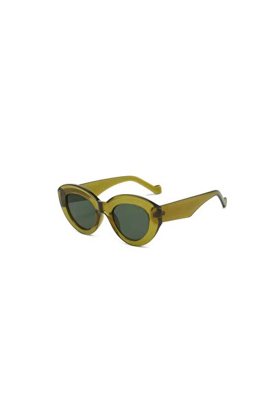 MODEST SISTERS Retro Cat Eye Olive Green Sunglasses– UV400