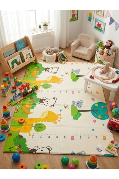 tmtoysandmore Safari Walk Çift Taraflı Katlanabilir Oyun Halısı ve Matı Premi...