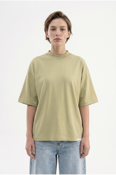 Machinist Tricou de damă Basic Oversize din bumbac, verde mucegai