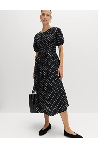 Marks & Spencer Pamuk Karışımlı Desenli Midi Elbise