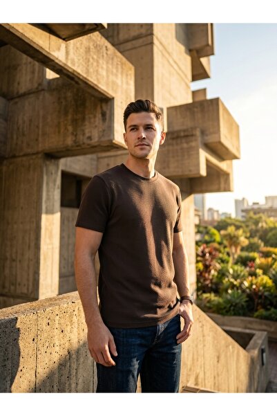 SÜVARİ Regular Fit Airy Waffle Pattern T-Shirt