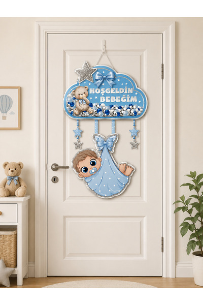 HAPPYLOOPPARTY Ornament de ușă pentru bebeluș, decor pentru ușa camerei de sp...