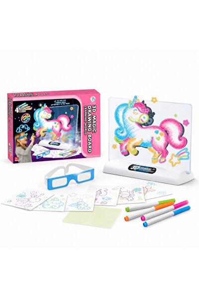 Avaleea Tabla De Desen Cu Lumini 3D Unicorn Pentru Copii, Set Creativ Cu Oche...