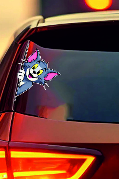 ESLEM Tom and Jerry Tom Car Window Sticker 2 Pieces Side View Rear View Carto...