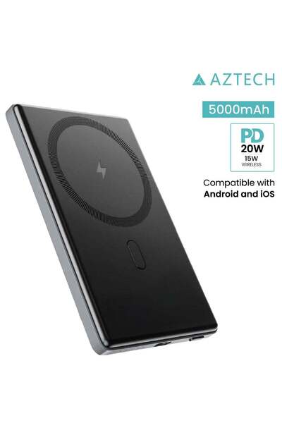 Aztech 5,000mAh Mag-safe Powergo Slim Smart Wireless Power Bank 5000mAh Porta...