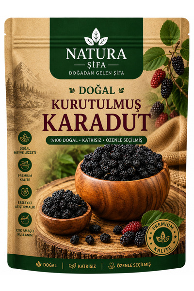 Natura Şifa Doğal Kurutulmuş Karadut Katkısız Kuru Meyve Atıştırmalık 100 Gr