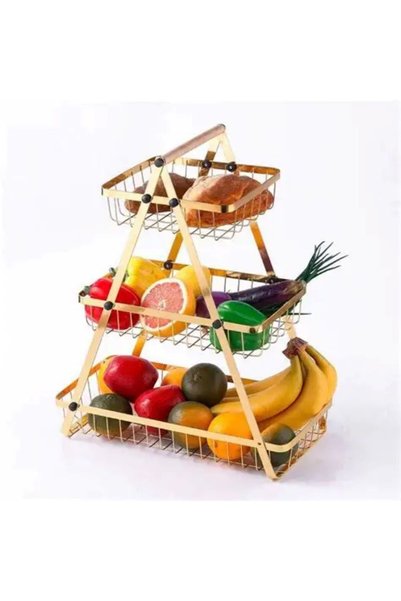 GENERAL 3-Tier Metal Fruit and Vegetable Basket – Elegant Kitchen Storage Stand