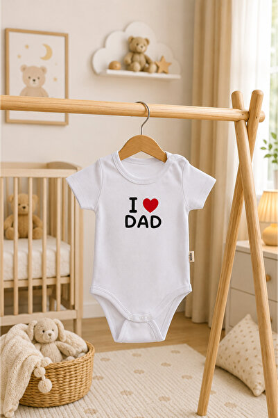 KARAMİLA Bebek Zıbın %100 Pamuk Yumuşak Dokulu Body / I LOVE DAD / Babalar gü...