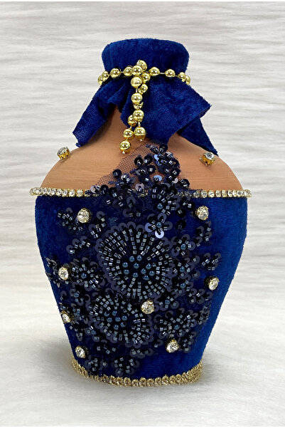 ZEYMERADE Navy Blue Test, Velvet and Appliqué Luxurious Shiny Stone-Adorned B...