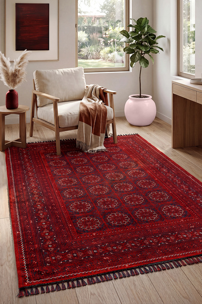 Colore Home Buhara Akrilik Kırmızı Vintage Afkan Halısı Vintage Kilim