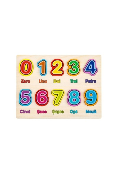 Jumbo Puzzle din lemn cu numere, cu incrustații, 30 x 22.5 cm