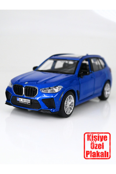 bebeym X5 Mavi Metal Oyuncak Araba - Kişiye Özel Plakalı 1:32 Ölçek