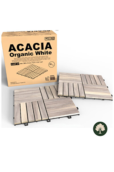 INTERBUILD Ahşap Yer Karosu Organik Beyaz 30x30cm (10 Adet Karo=0.9m²)