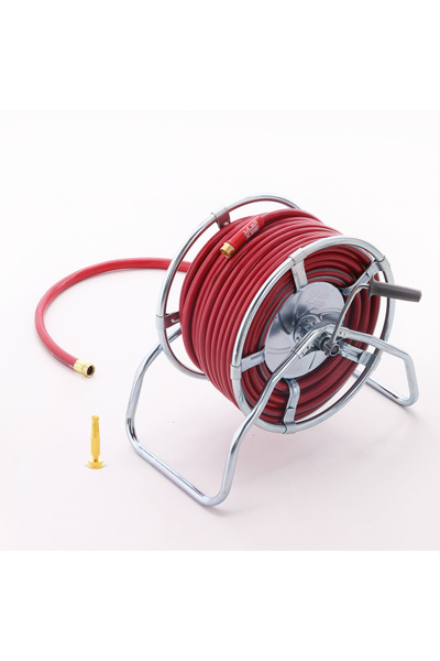ALAYED Reel Hose for Water and Garden Iron3/4 "Diameter 50 Meters Red Black