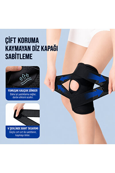 KEMOVE Çapraz Bantlı Dizlik Patella Destekli Spor Diz Koruyucu Nefes Alabilen...