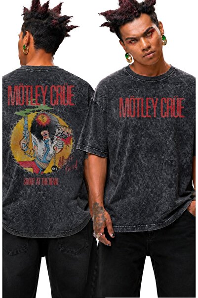 Fuddy Moda Unisex Mötley Crüe Back-Printed Washable T-Shirt, Oversized Rock B...