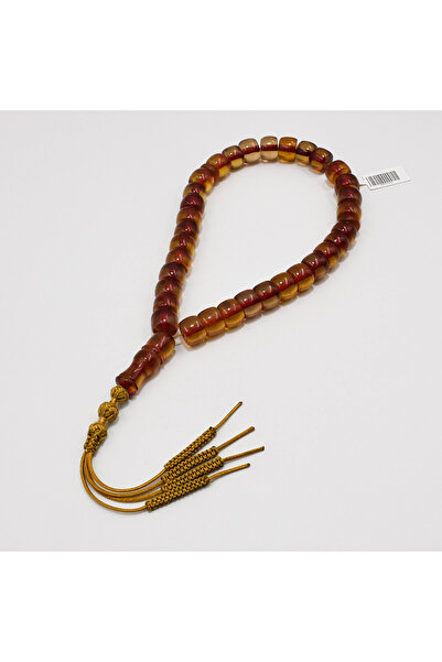 genernic Afghan Musk Rosary 33 Beads 13.5mm Amber-Red Striped Prayer Beads Pr...