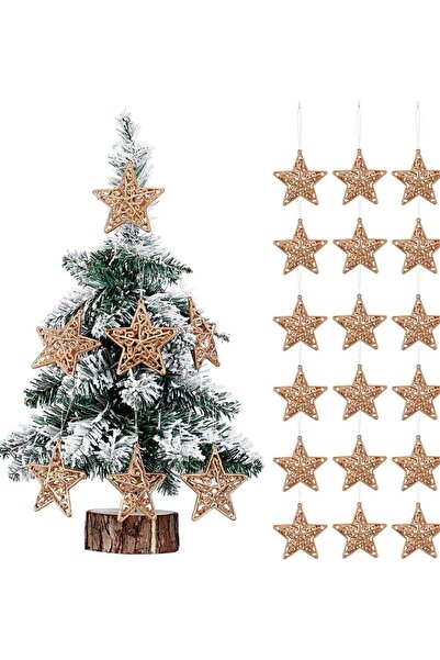 OEM Stele agățate Decorațiuni de Crăciun Set 18 decorație Auriu 8 cm