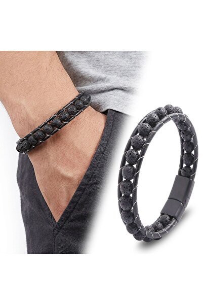 Kuşkaya Ticaret Lava Stone Natural Stone Leather Bracelet |   14 February Val...