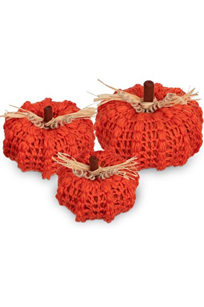 OEM Decorațiune de Toamnă, Set de 3 Bucăți, Dovleci Artificiali, Tricot „Dibe...