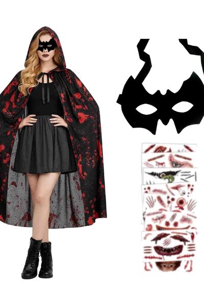 OEM Costum pentru adulți de Halloween, costum vampir cu pelerină, mască, tatuaje