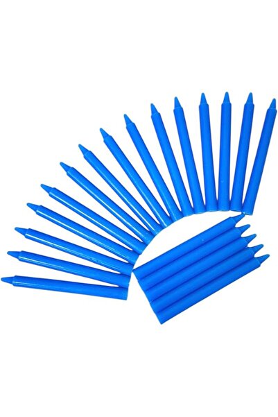The Bros Taper Candles Blue Color 20Pcs Long Candles 1.8cm Round x 19cm Long ...