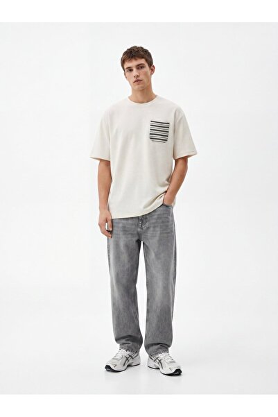 Ltb Cep Detaylı Relaxed Fit Beyaz T-shırt