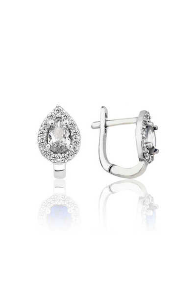 Generic Brand Silver White Jewelled Drop J Women's Earrings