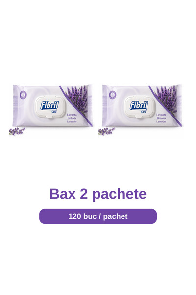 Fibril Bax 2 Pachete Care Servetele Umede Lavanda, 2 x 120 Bucati, pentru Fat...