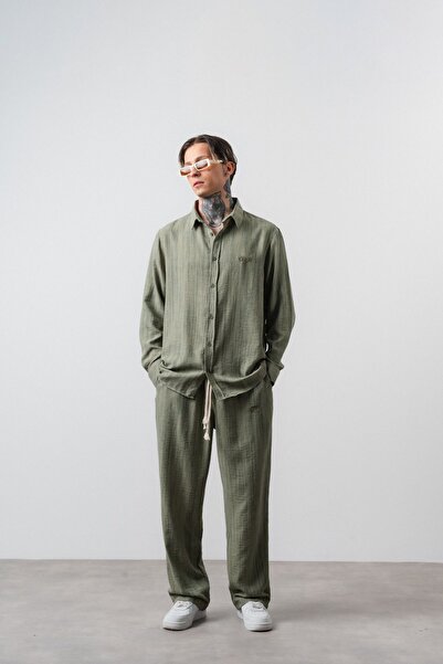Respire Trening supradimensionat brodat R, verde pastel