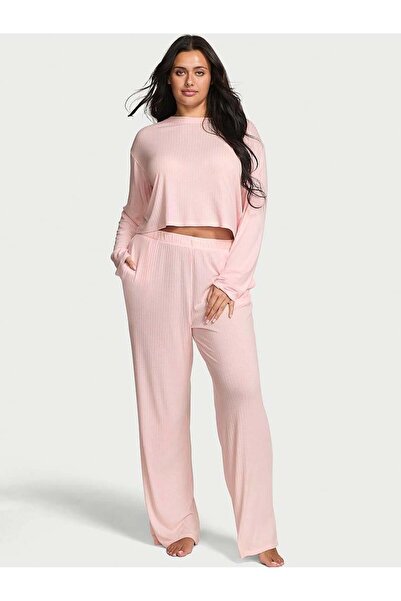 Victoria's Secret Modal Geniş Ribanalı Uzun Pijama Takımı