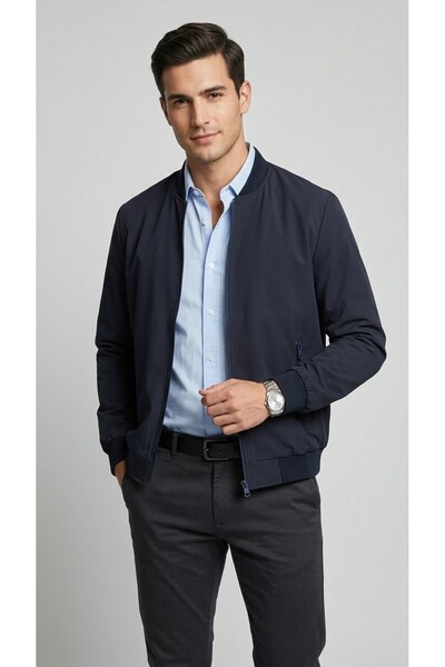 PIQUE Men's coat ribbed detail lycra men's coat