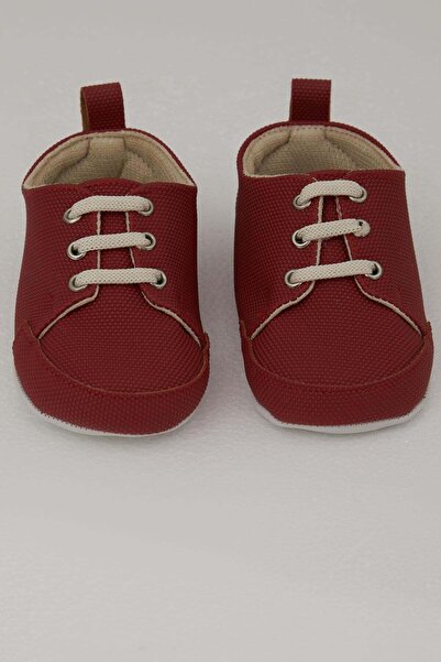 Bebiccino Baby Boy Booties with Laces, Size 18-19, Red