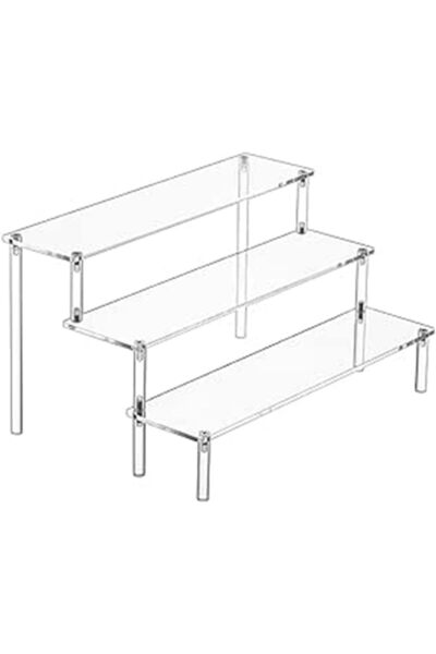 Arabest 3-Layer Acrylic Display Risers, 60x8cm Clear Shelf for Cupcake Perfum...