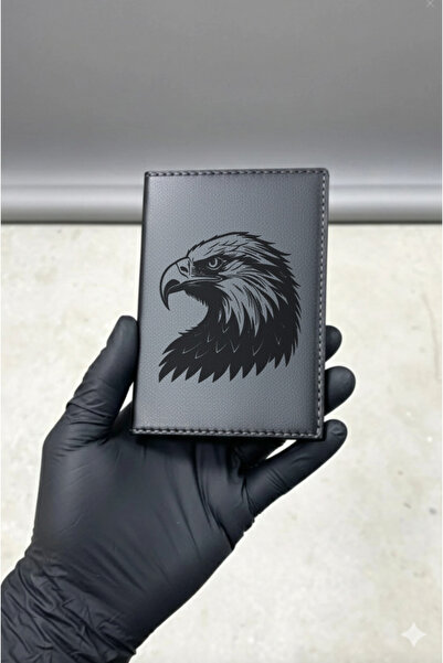 Yalıgraf Reklam Tabela Eagle Head Leather Stitched Vehicle License Holder, Mo...