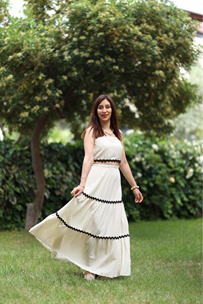 Nişantaşı atelier Keten etekli crop ikili takım