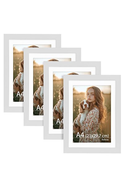 OEM Set de 4 rame foto A4 cu passepartout-uri 21x29,7cm pentru fotografii de ...